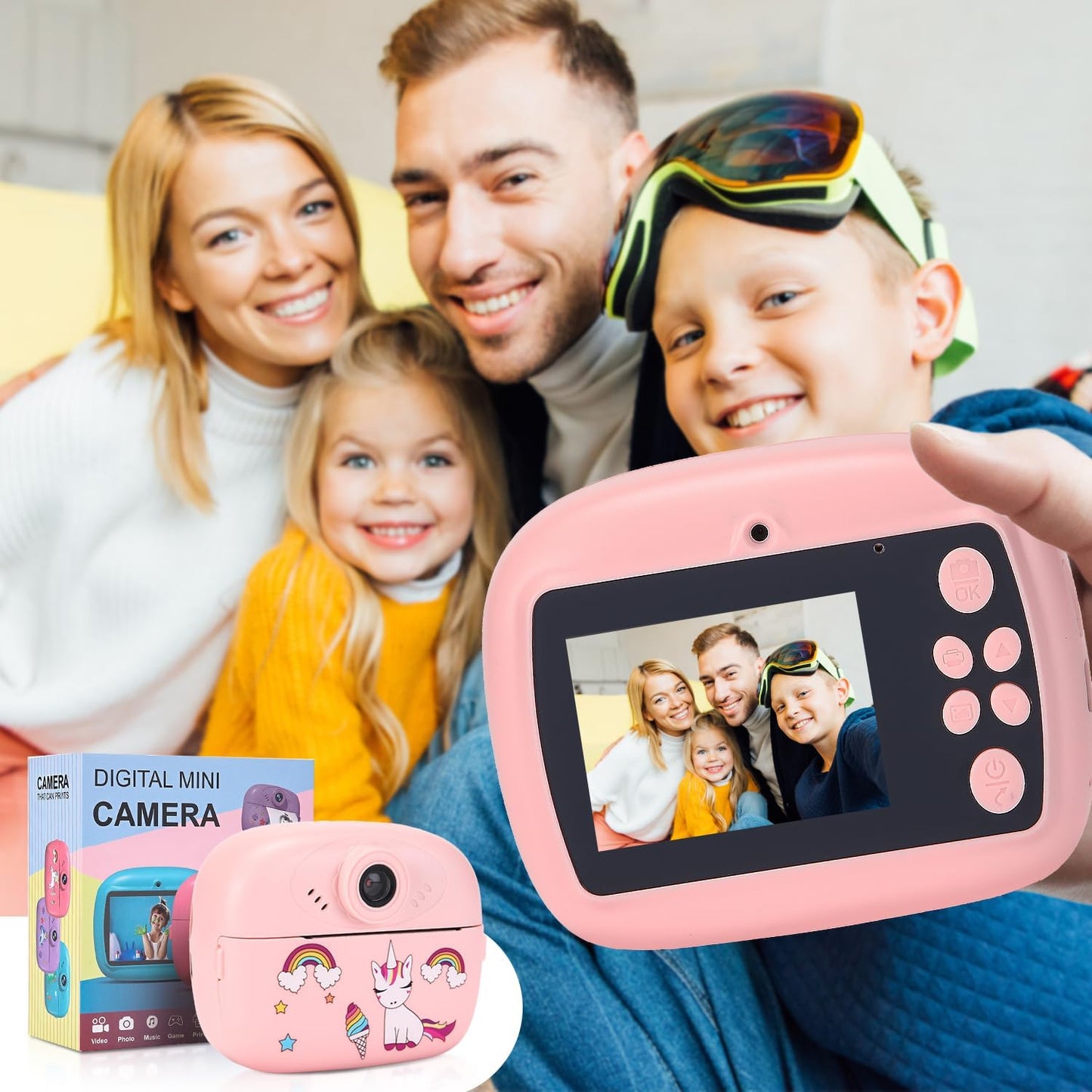 Sofortdruck Kinderkamera mit Dual-Linse, HD-Video und Kreativ-Set – Lymora