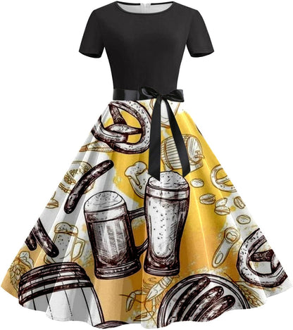 Bierkrug-&-Brezn-Kleid mit Taillenband – Anna Oktoberfest 2026