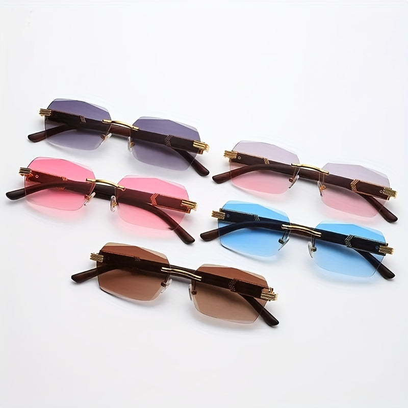 Rahmenlose Sonnenbrille mit rechteckigen Gläsern und Bügeln aus Kunstholz – Verro