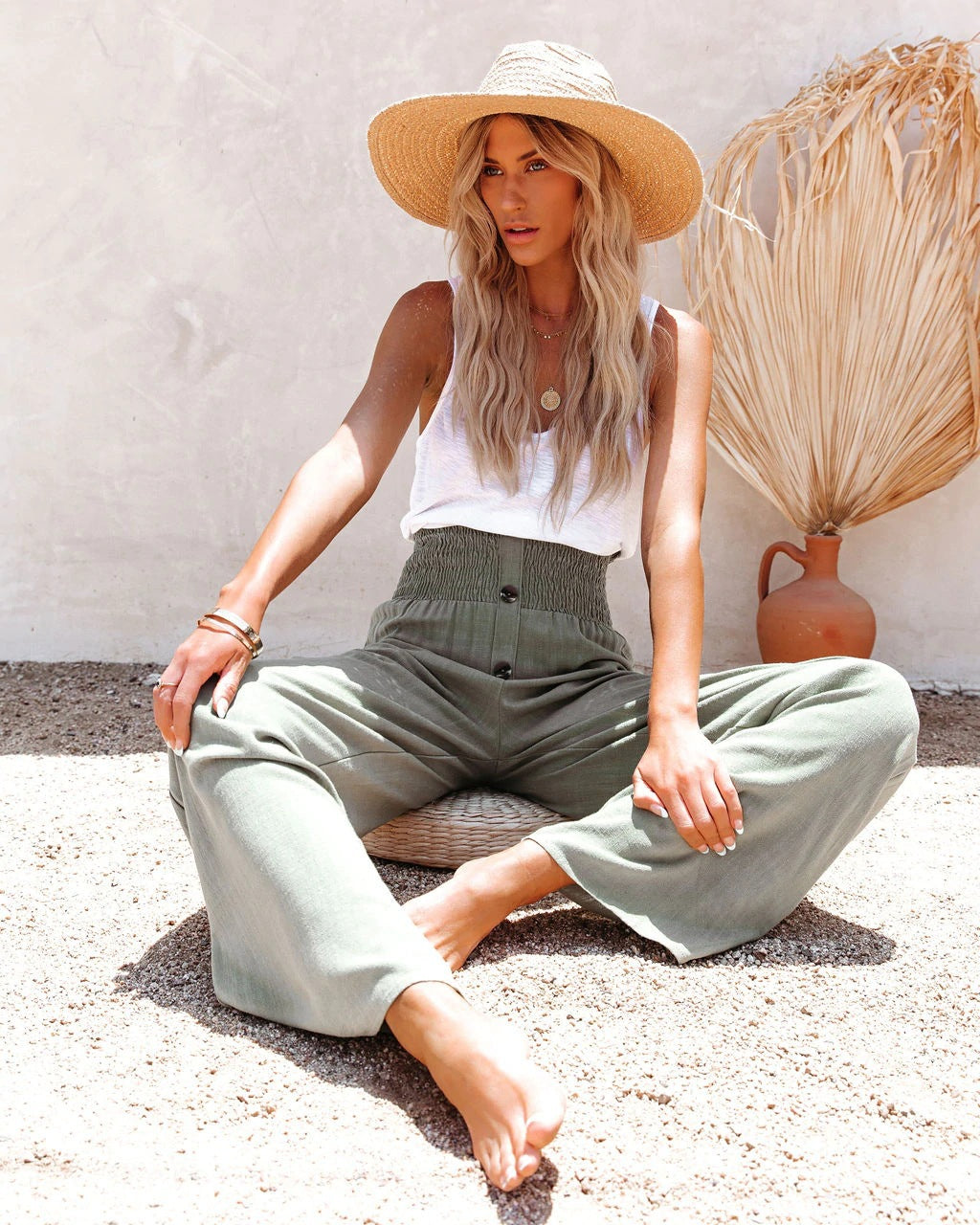 Leinen-Damenhose mit hohem Bund – Sylvie