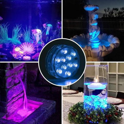 Wasserdichte LED-Unterwasserlampe mit Fernbedienung - GlowRipple