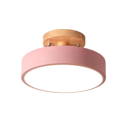Rosa Deckenleuchte aus Holz, moderne LED-Lampe, skandinavisches Design, Wohnzimmerbeleuchtung.