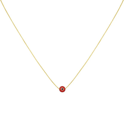 Goldene Halskette mit rotem Anhänger, minimalistisches Design, eleganter Schmuck für Damen.