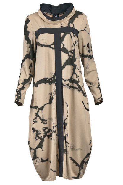 Kleid mit langen Ärmeln und Retro-Muster – Livienne