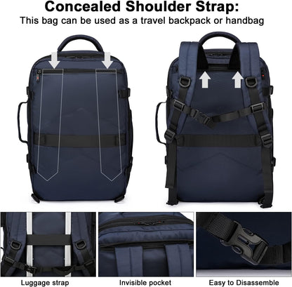 Erweiterbarer 45–55L Wasserdichter Reiserucksack mit 46,5 cm Laptopfach