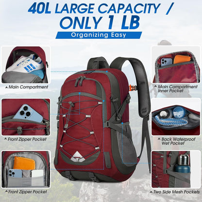 40L Wasserdichter Wander- und Campingrucksack – Leicht & Faltbar – 2 zum Preis von 1