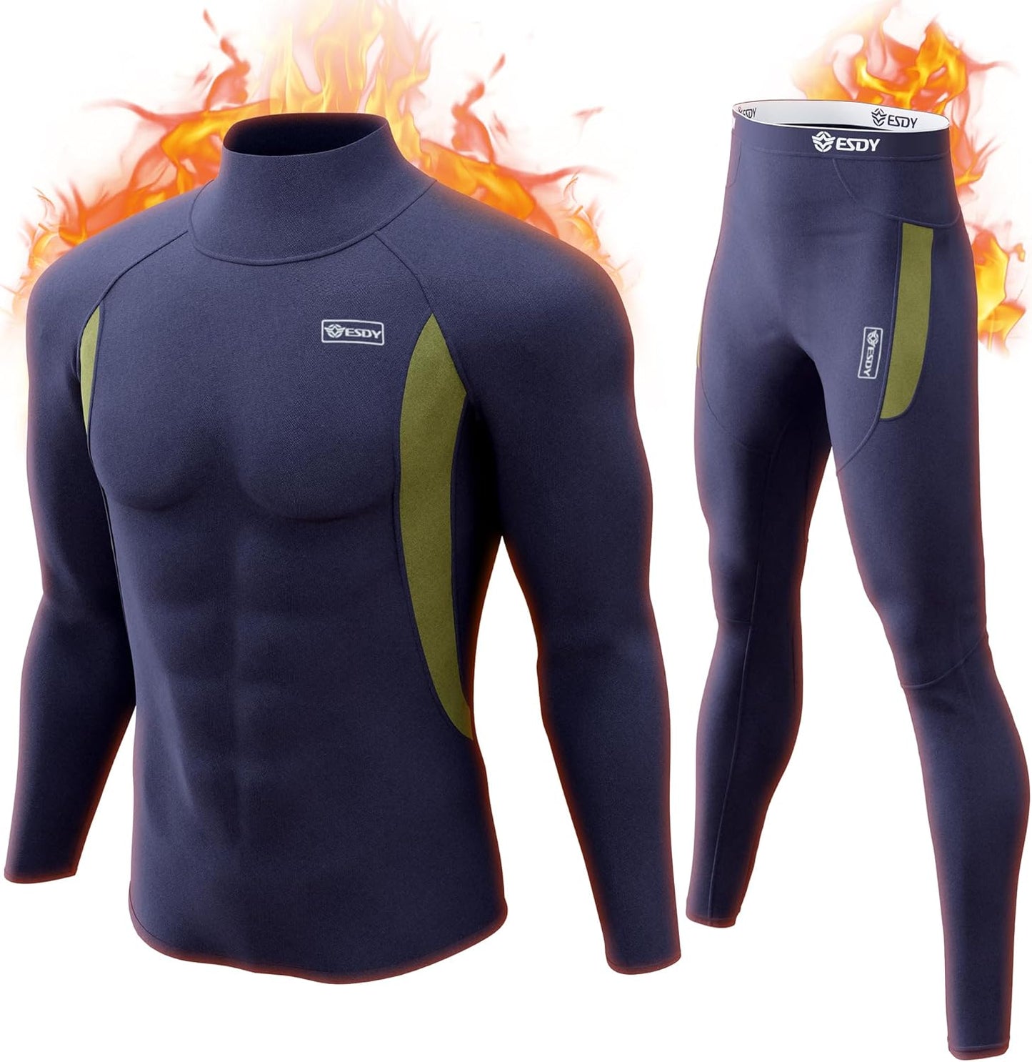 Neoprenanzug Herren, langarm, schwarz-grün, Thermo, wasserdicht, für Tauchen und Surfen.