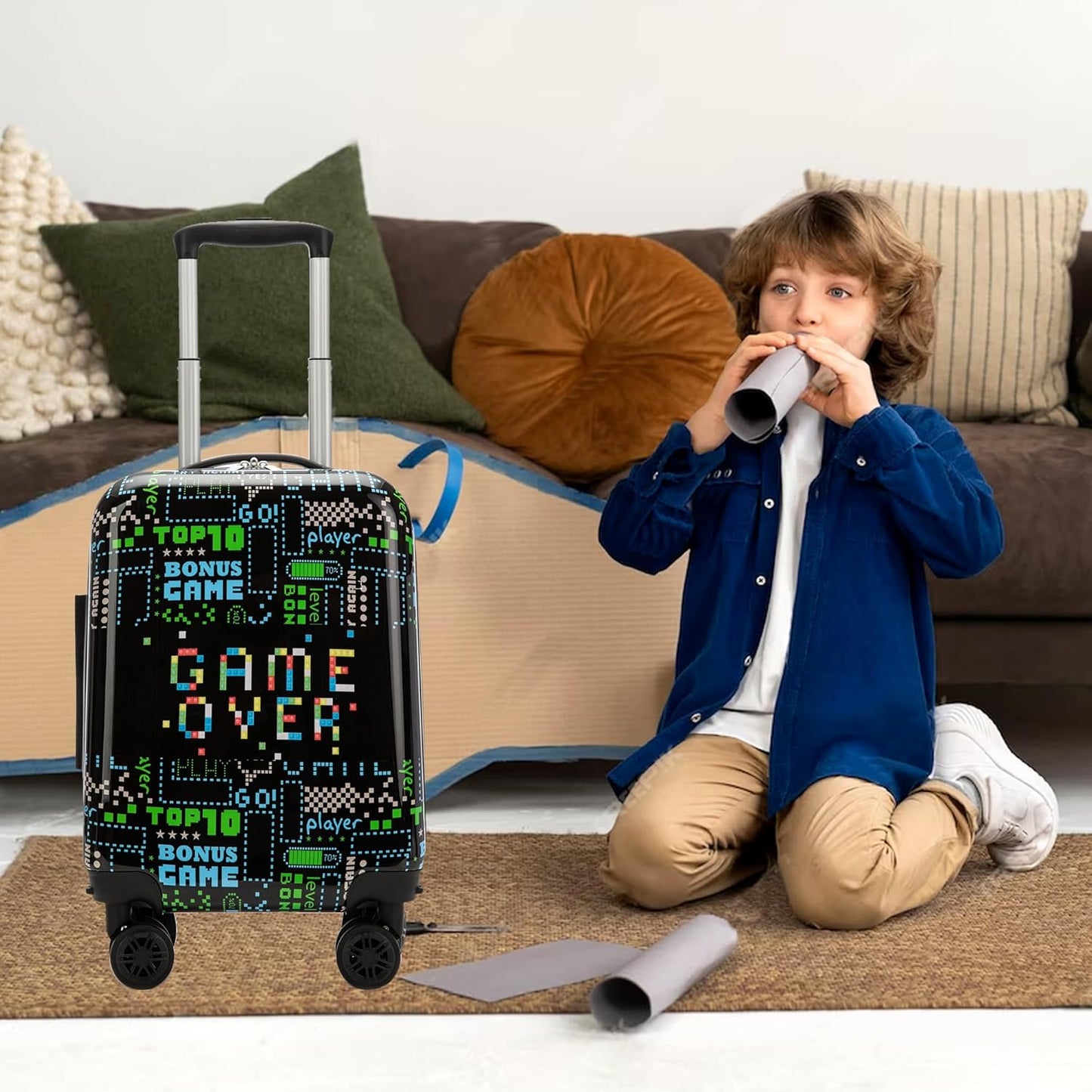 Kinder-Kabinengepäck-Set aus Hartschale mit Spinner-Rollen – Game Day