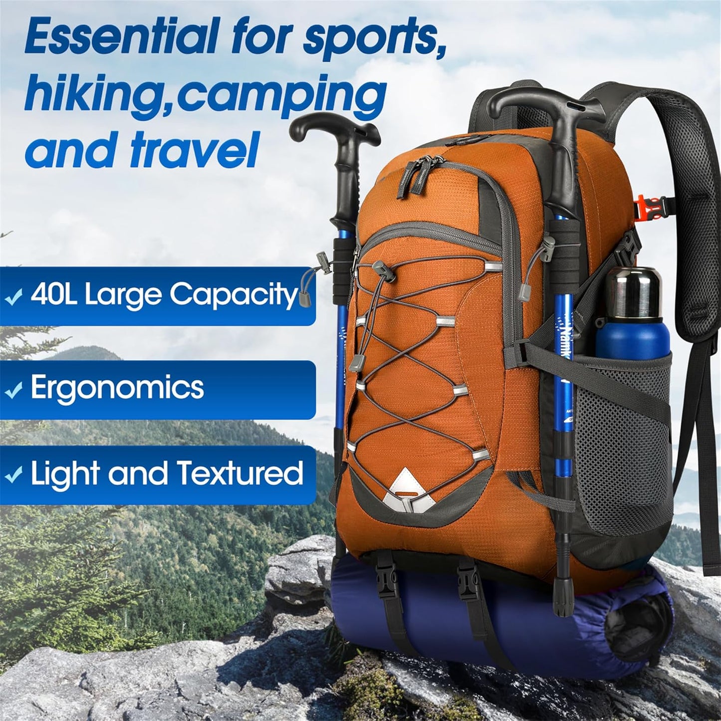 40L Wasserdichter Wander- und Campingrucksack – Leicht & Faltbar – 2 zum Preis von 1