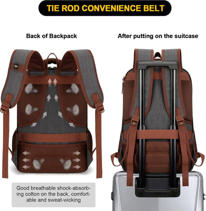 Anti-Diebstahl Canvas Laptop- und Reiserucksack mit USB-Anschluss – Geeignet für Laptops bis 43,94 cm