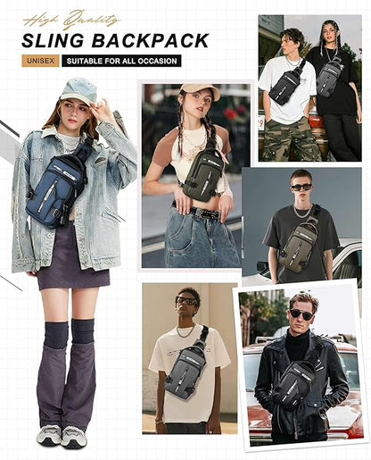Unisex Sling Rucksack, schwarz, vielseitig, modisch, ideal für alle Anlässe, hochwertige Qualität.