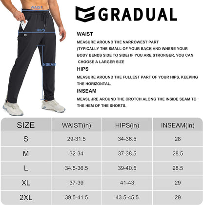 Schwarze Herren-Trainingshose, elastischer Bund, atmungsaktives Material, Größentabelle.