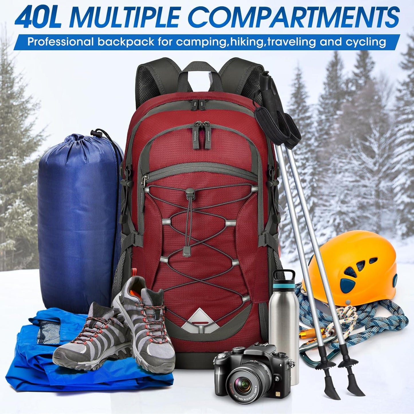 40L Wasserdichter Wander- und Campingrucksack – Leicht & Faltbar – 2 zum Preis von 1