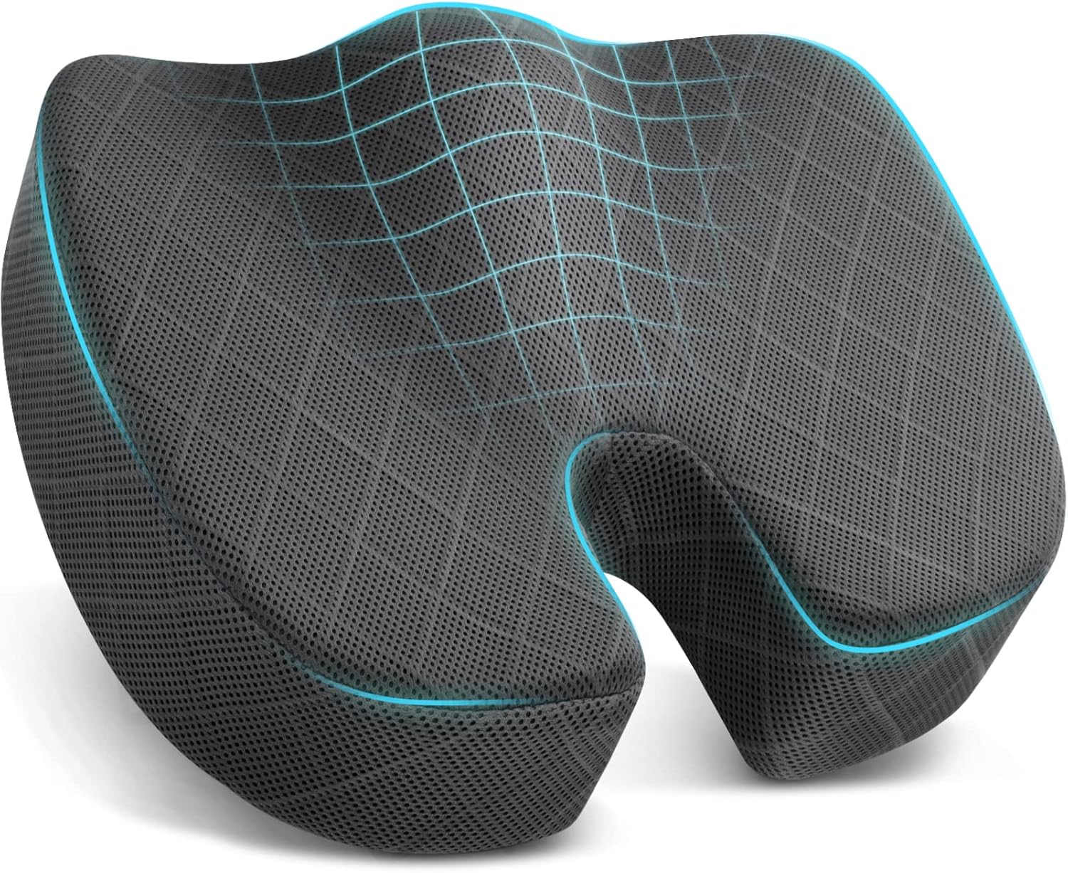 Orthopädisches Sitzkissen, ergonomisch, Memory-Schaum, schwarz, für Bürostuhl und Auto.