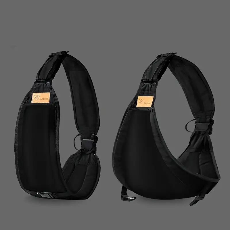 Schwarze ergonomische Gitarrengurte aus Nylon mit Polsterung, verstellbar für Komfort und Stabilität.