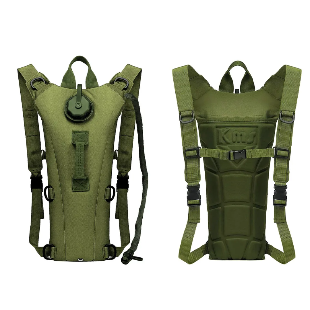 Grüner Trinkrucksack, 2 Liter, Outdoor, Wandern, Camping, leicht, strapazierfähig, mit Schlauch.