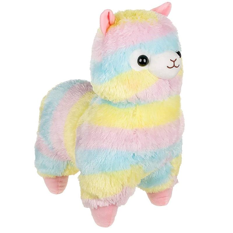 Weiches Regenbogen-Alpaka Kuscheltier aus Plüsch für Babys & Kleinkinder