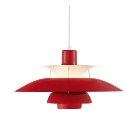 Rote Designer-Hängelampe, modernes skandinavisches Design, Metall, Wohnzimmerbeleuchtung.