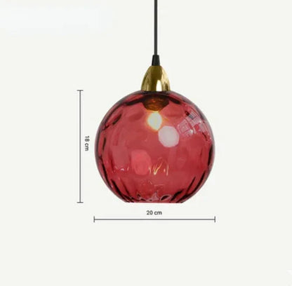Rote Glas-Pendelleuchte, 20 cm Durchmesser, 18 cm Höhe, modernes Design, Wohnzimmerbeleuchtung.