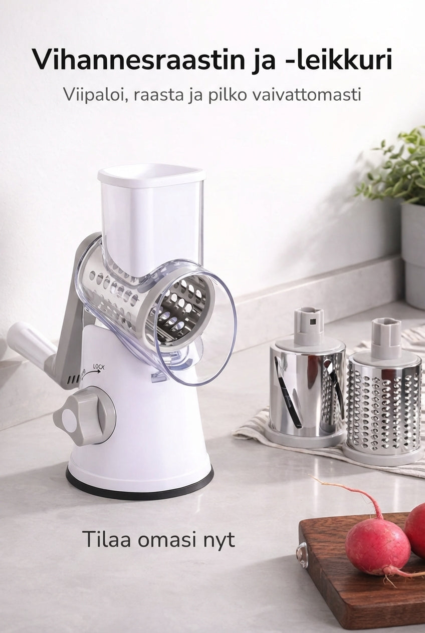 3-in-1 Rotary Vegetable Chopper with Suction Base and Interchangeable Drums 9