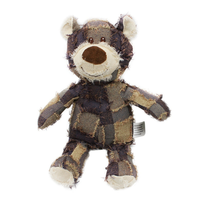 Kariertes Stofftier Bär, braun-beige, Plüschspielzeug, Kinder, Geschenk, Kuscheltier.