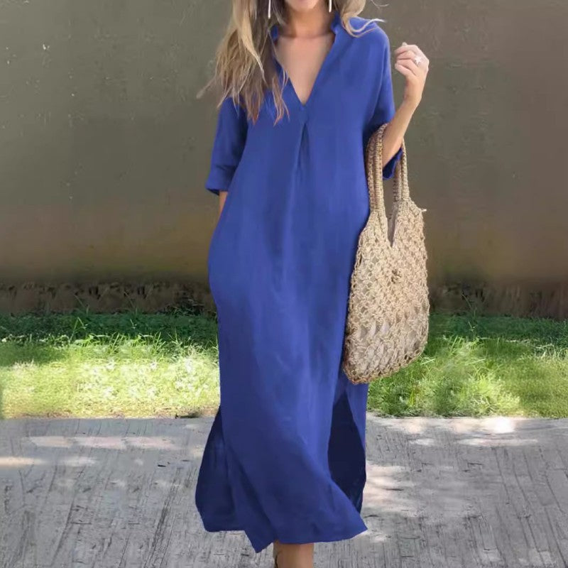 Sommerkleid mit V-Ausschnitt und Oberschenkelriemen – Soraya