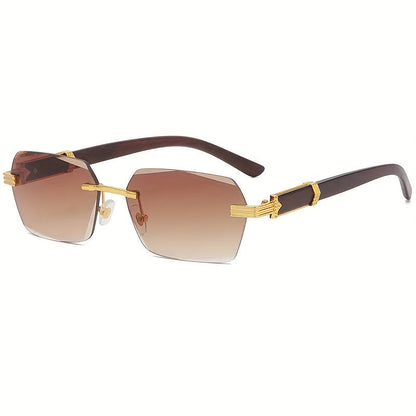 Rahmenlose Sonnenbrille mit rechteckigen Gläsern und Bügeln aus Kunstholz – Verro