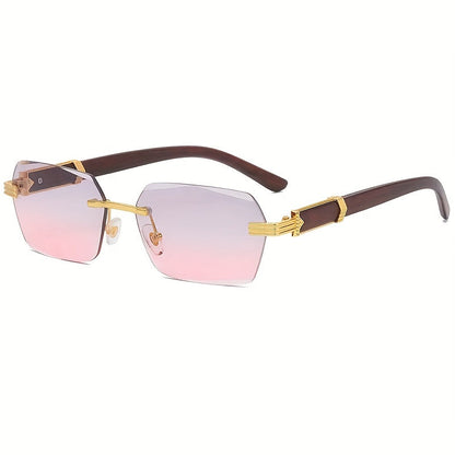 Rahmenlose Sonnenbrille mit rechteckigen Gläsern und Bügeln aus Kunstholz – Verro