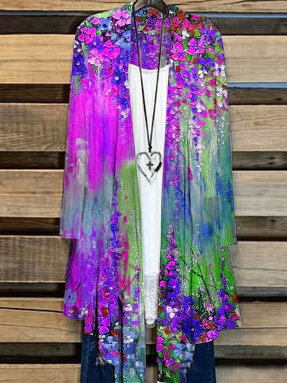 Lang Damenjacke mit Blumenmuster – Liva