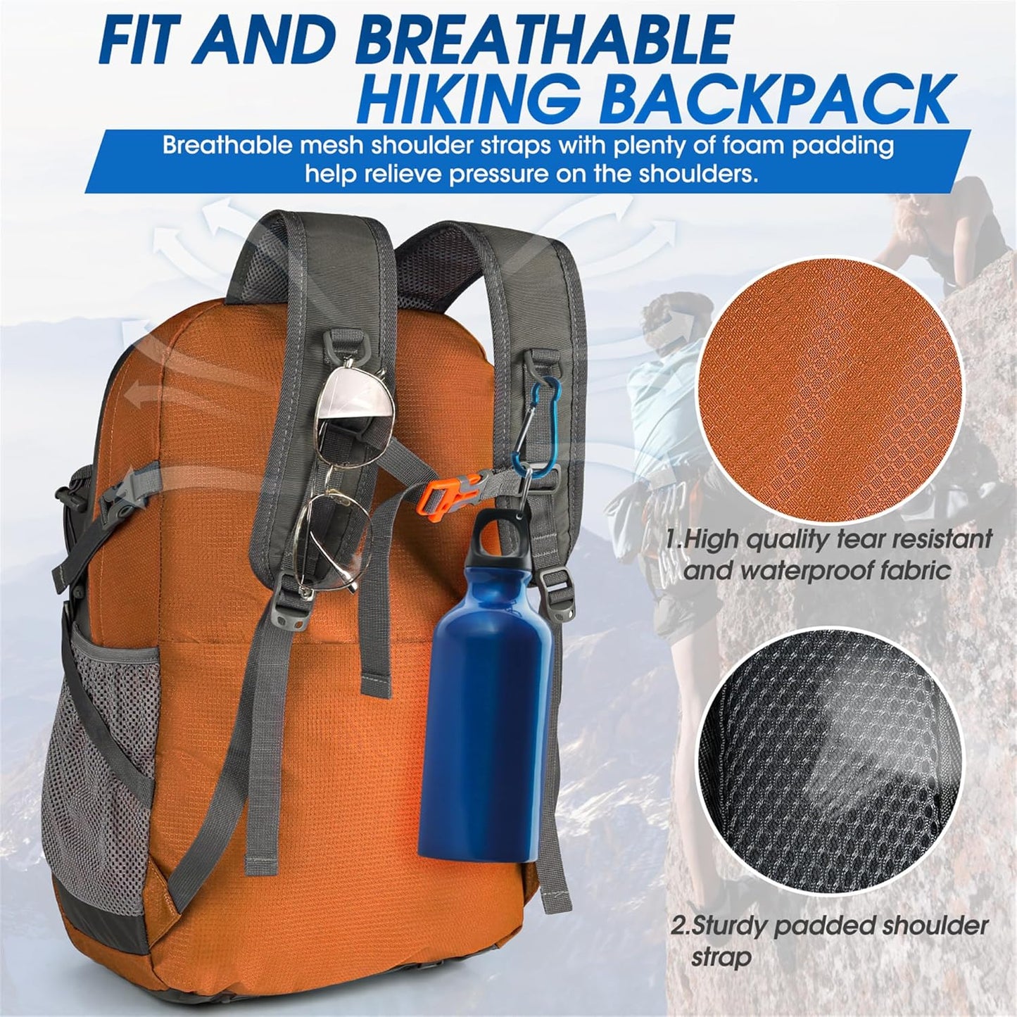 40L Wasserdichter Wander- und Campingrucksack – Leicht & Faltbar – 2 zum Preis von 1