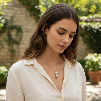 925 Sterling Silber Halskette - CatCharm 