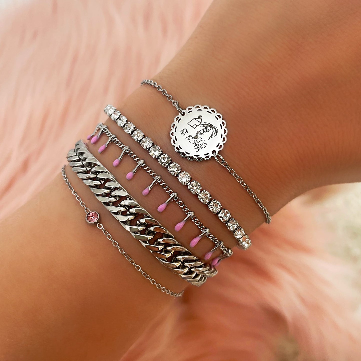 925 Sterling Silberarmband - GoldFlash 