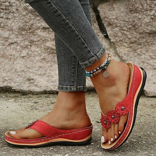 Orthopädische Damensandale mit Blumenmuster – Melina
