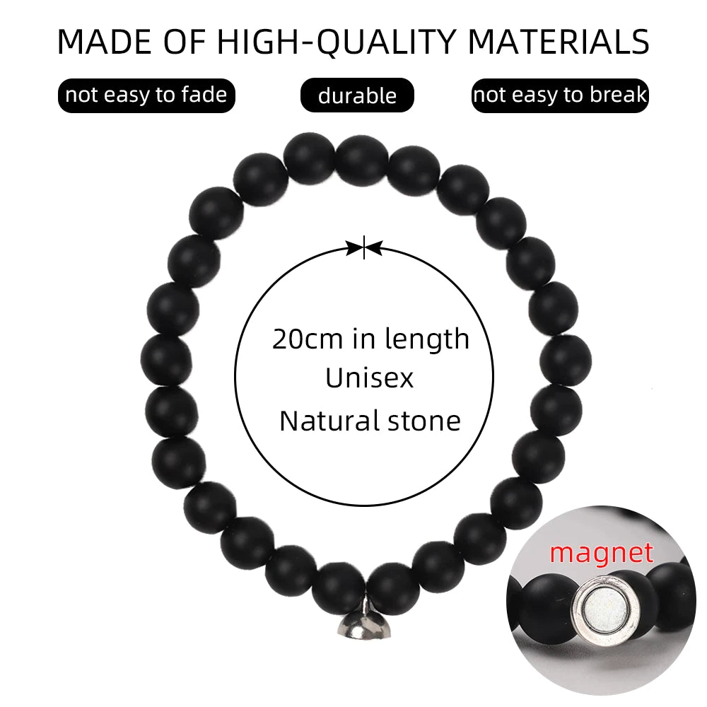 Schwarzes Armband aus Naturstein, 20cm, unisex, langlebig, magnetisch, hochwertig.