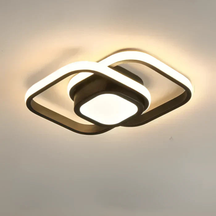 Moderne LED-Deckenleuchte, quadratisch, schwarz-weiß, energiesparend, Wohnzimmerbeleuchtung.