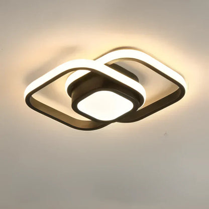 Moderne LED-Deckenleuchte, quadratisch, schwarz-weiß, energiesparend, Wohnzimmerbeleuchtung.