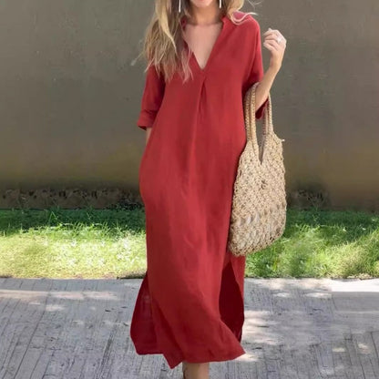 Sommerkleid mit V-Ausschnitt und Oberschenkelriemen – Soraya