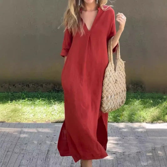 Sommerkleid mit V-Ausschnitt und Oberschenkelriemen – Soraya