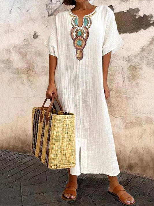Kaftan-Maxikleid mit Stickereien – Yasmin
