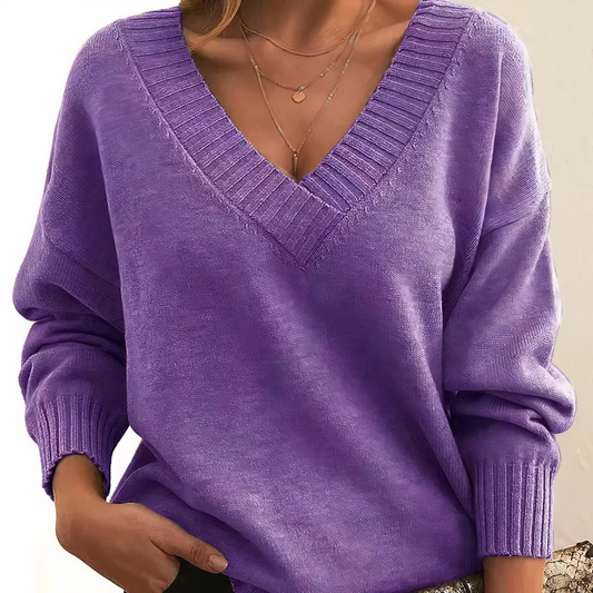 Kaschmir Damen Pullover mit V-Ausschnitt – Amira Herbstzauber