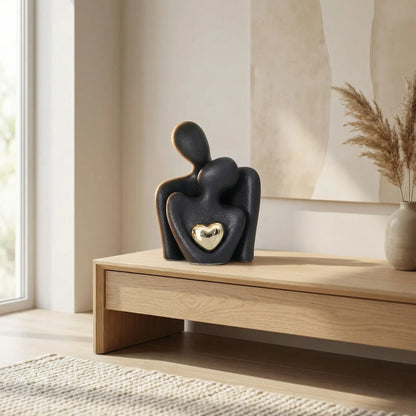 Abstracte Koppelfiguur Met Gouden Hart - Heartfello