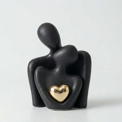 Abstracte Koppelfiguur Met Gouden Hart - Heartfello