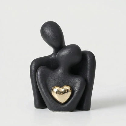 Abstracte Koppelfiguur Met Gouden Hart - Heartfello