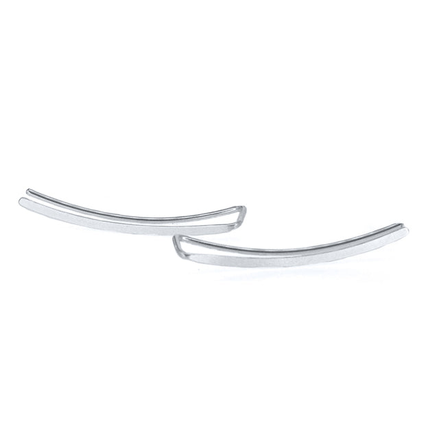 925er Silber Ohrringe, lange glatte Linie, minimalistisches Design, Damen Schmuck.