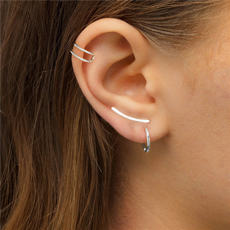 Ohrringe aus 925er Silber, minimalistisches Design, für Frauen, Ohrkletterer und Creolen.