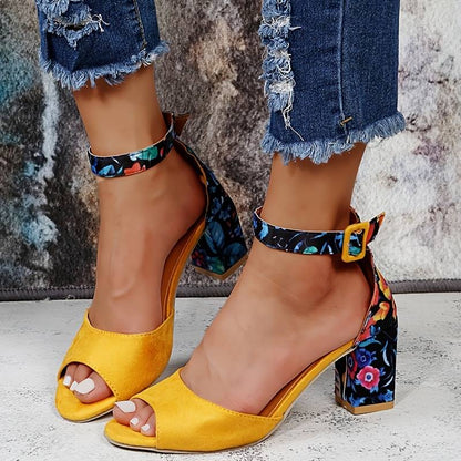 Florale High Heels mit Knöchelriemen – Marcella