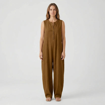 Ärmelloser Jumpsuit Mit Kapuze Und Knopfleiste - Priscilla