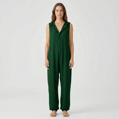 Ärmelloser Jumpsuit Mit Kapuze Und Knopfleiste - Priscilla