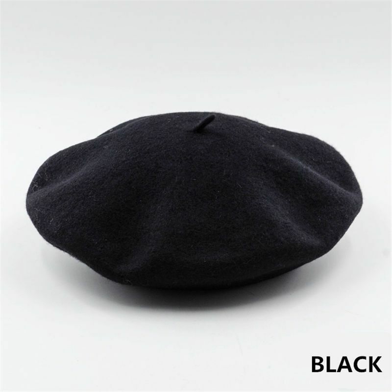Schwarzes Woll-Barett, klassisches Design, modisches Accessoire für Damen und Herren.