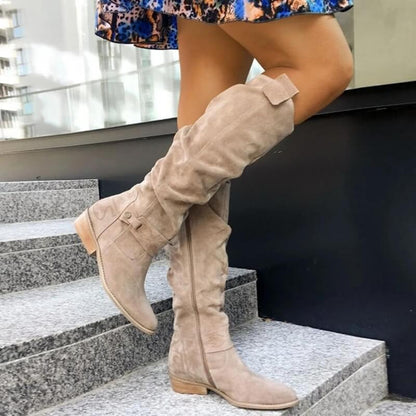 Damen Stiefel aus Wildlederoptik mit Blockabsatz – Elinor